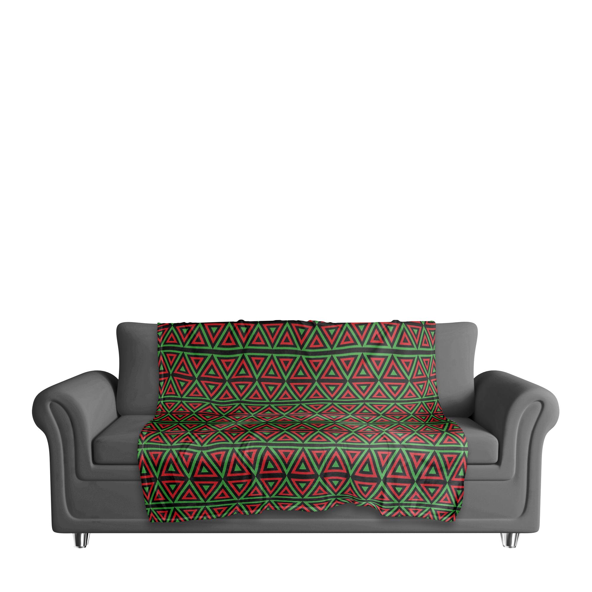 Kwanzaa Red & Green Triangles Coral Fleece Blanket